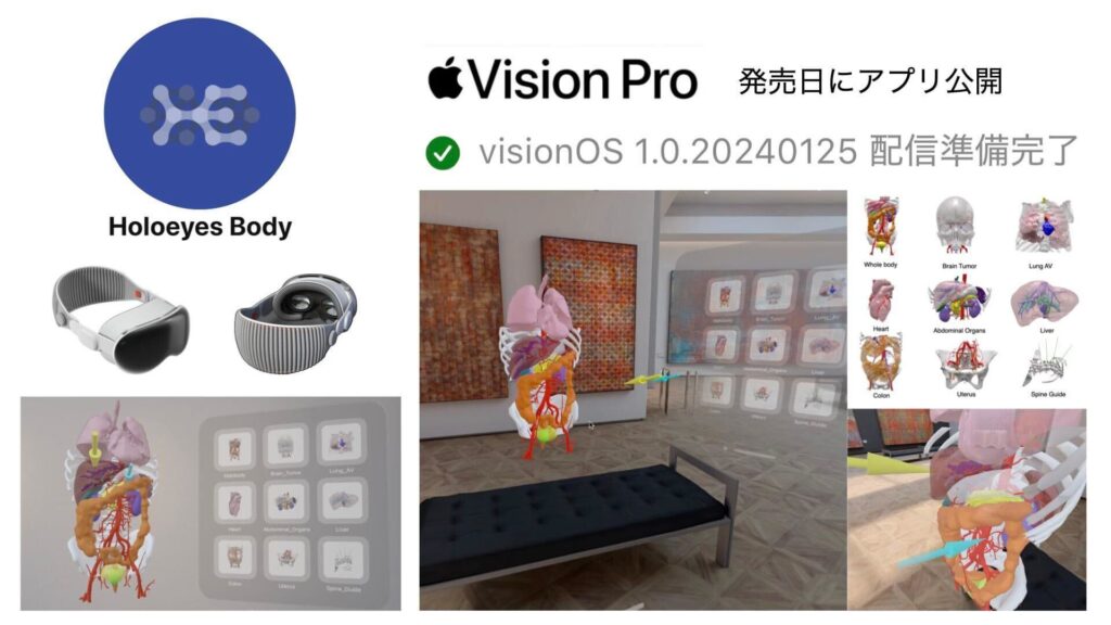 Holoeyes body、Apple VIision Pro発売日にアプリ公開