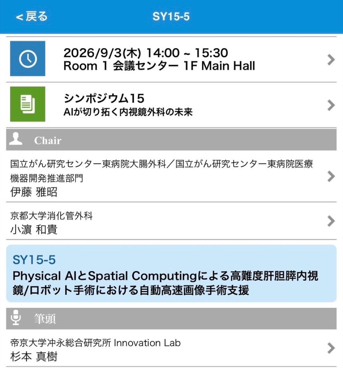 シンポジウム15 SY15-5の演題情報